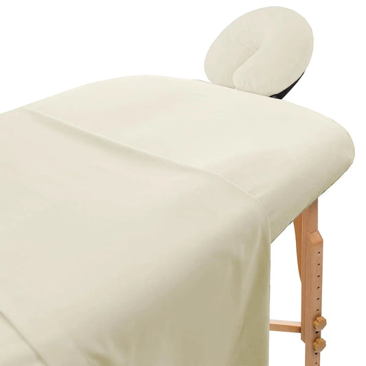 Avalon Care Microfiber Massage Table Sheets Sets 3 Pcs Premium Massage Table Cover Includes Flat Fitted Massage Sheets Sets & Face Cradle Cover Soft Massage Bed Cover - Natural Massage Bed Sheets